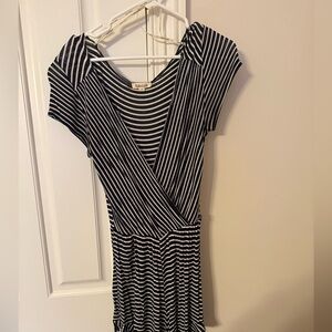 Navy and White Striped Romper